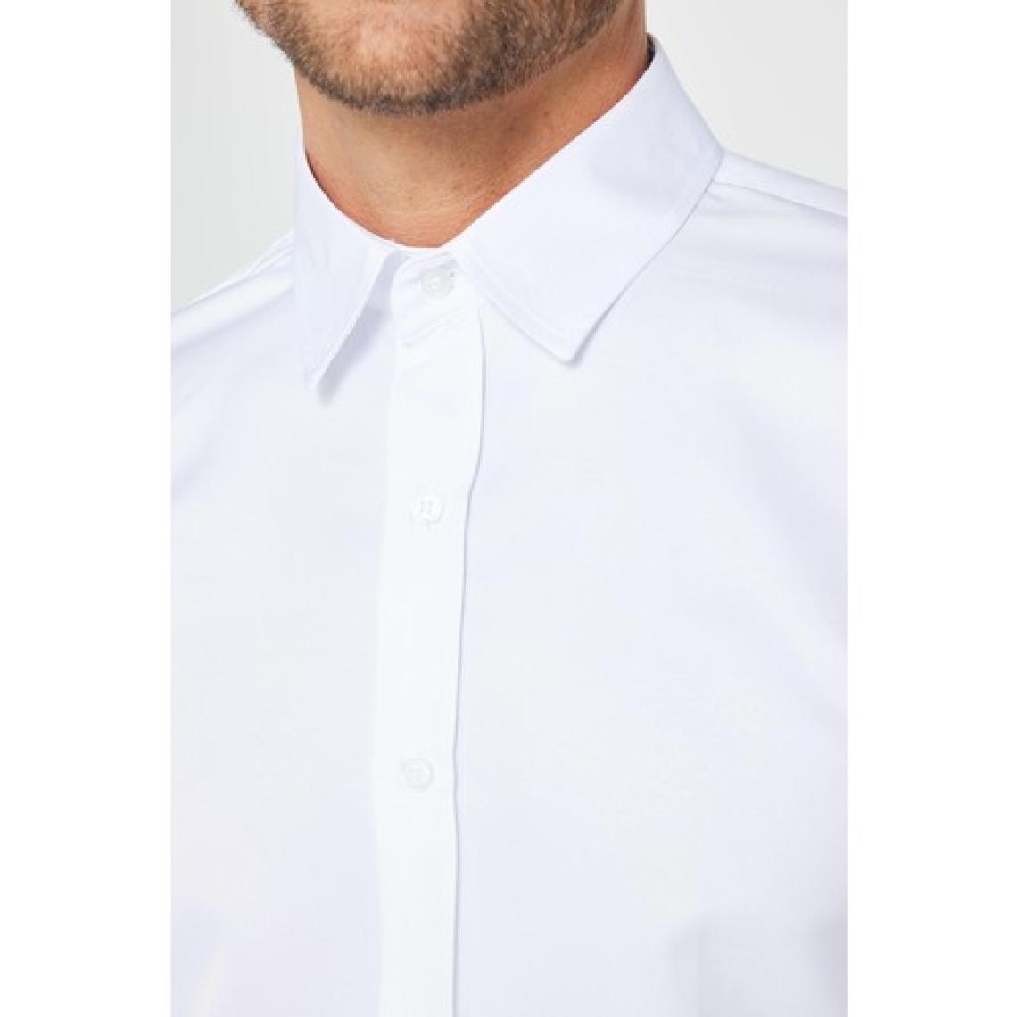 Slim Fit Uzun Kollu Kolay Ütü Teri Emen Nefes Alan Doku Kravatlık Dört Mevsim Beyaz Erkek Gömlek