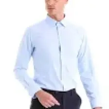 Hatemoğlu Erkek Mavi Slim Fit Pamuklu Uzun Kollu Gömlek