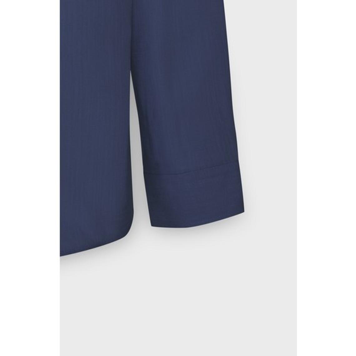 Altınyıldız Classics Erkek Lacivert Slim Fit Düğmeli Yaka Keten Görünümlü %100 Pamuk Flamlı Gömlek