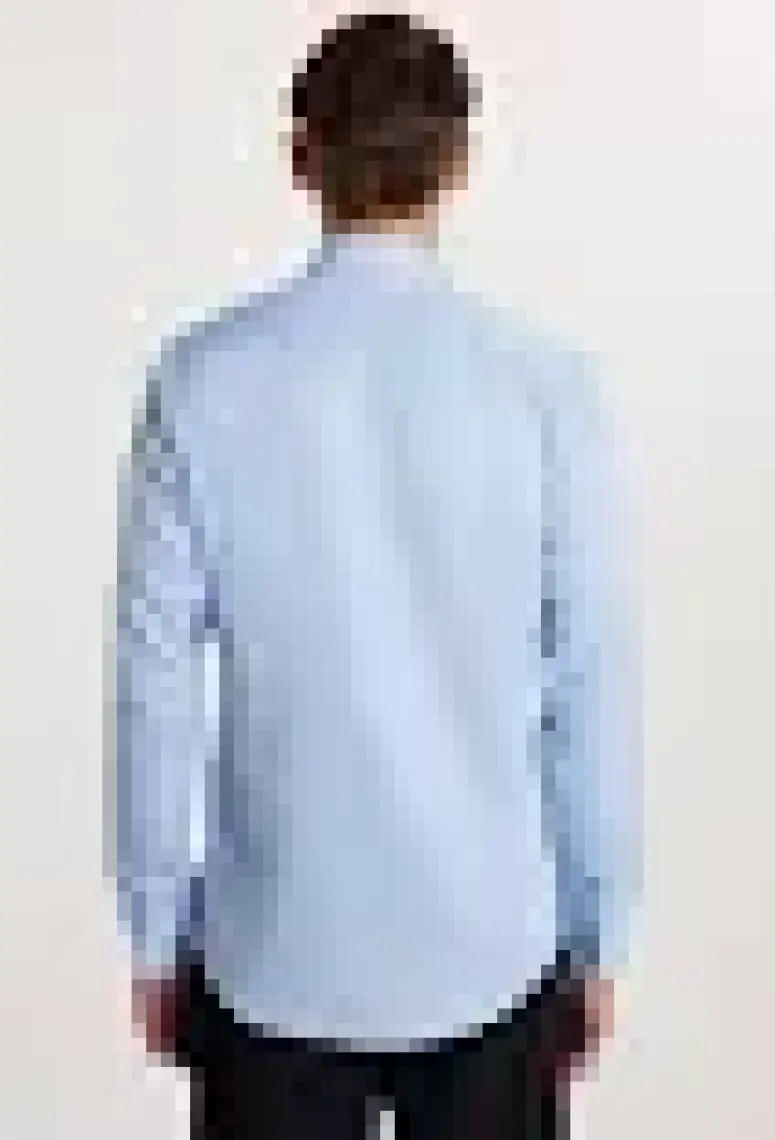 Slim Fit Uzun Kollu Kolay Ütü Teri Emen Nefes Alan Doku Kravatlık Dört Mevsim Mavi Erkek Gömlek