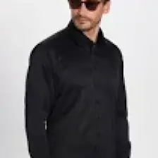 Tudors Slim Fit Düz Siyah Erkek Gömlek