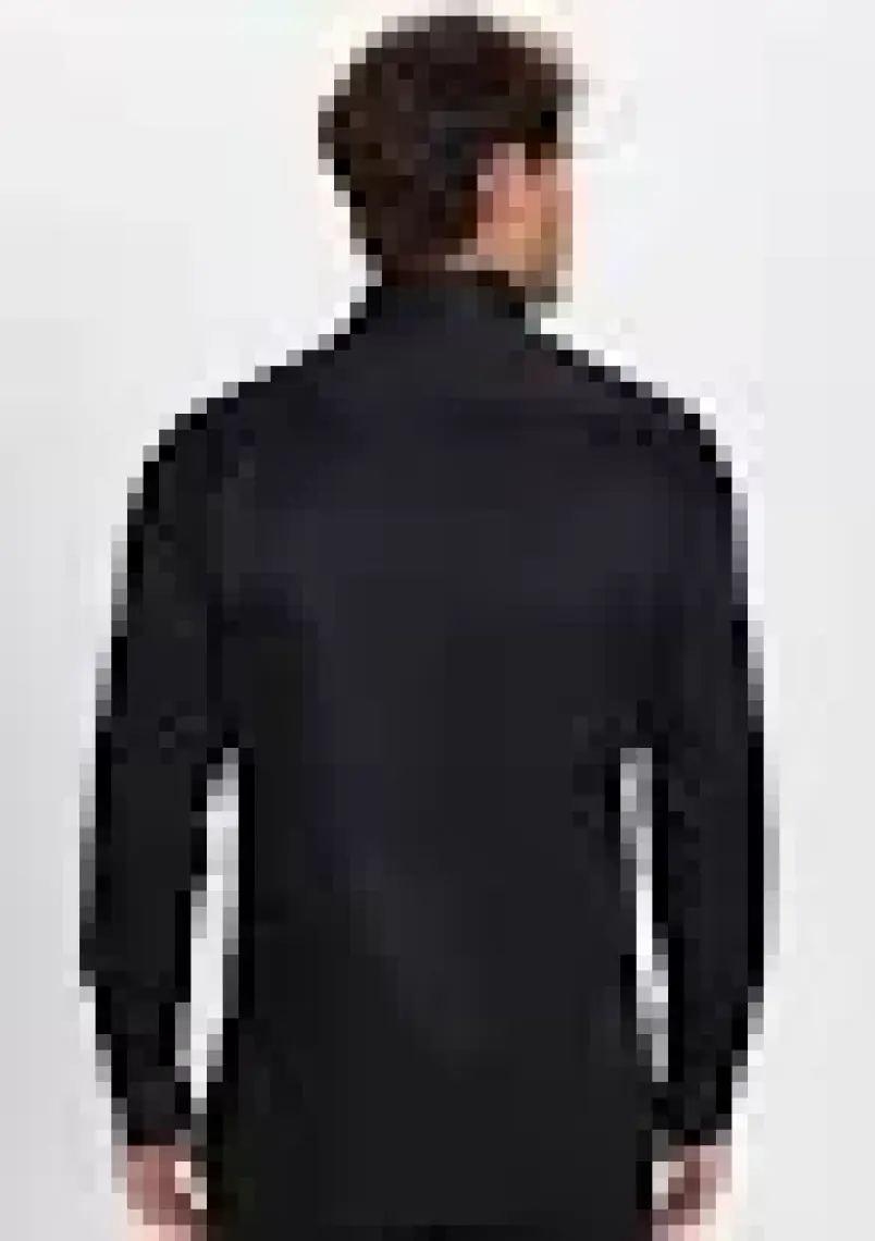 Tudors Slim Fit Düz Siyah Erkek Gömlek