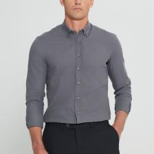 Altınyıldız Classics Pamuklu Örme Slim Fit Dar Kesim Düğmeli Yaka Gri Gömlek