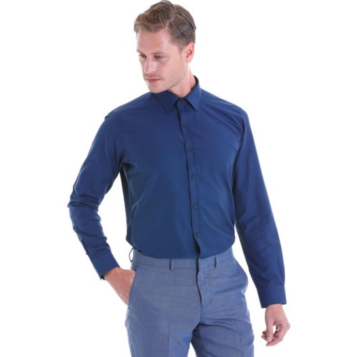 Hatemoğlu Lacivert Slim Fit Pamuklu Uzun Kollu Gömlek