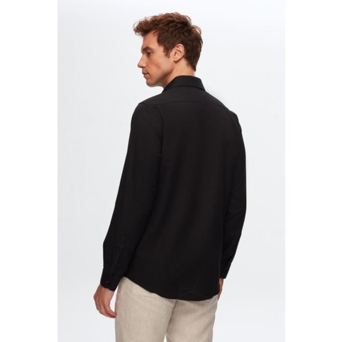 Slim Fit Siyah Italyan Yaka Armürlü Uzun Kollu Kolay Ütülenebilir Nefes Alan Dört Mevsim Gö 2HF02ORT3185