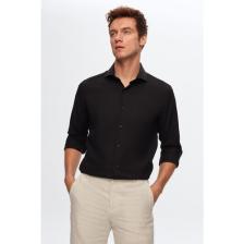 Slim Fit Siyah Italyan Yaka Armürlü Uzun Kollu Kolay Ütülenebilir Nefes Alan Dört Mevsim Gö 2HF02ORT3185