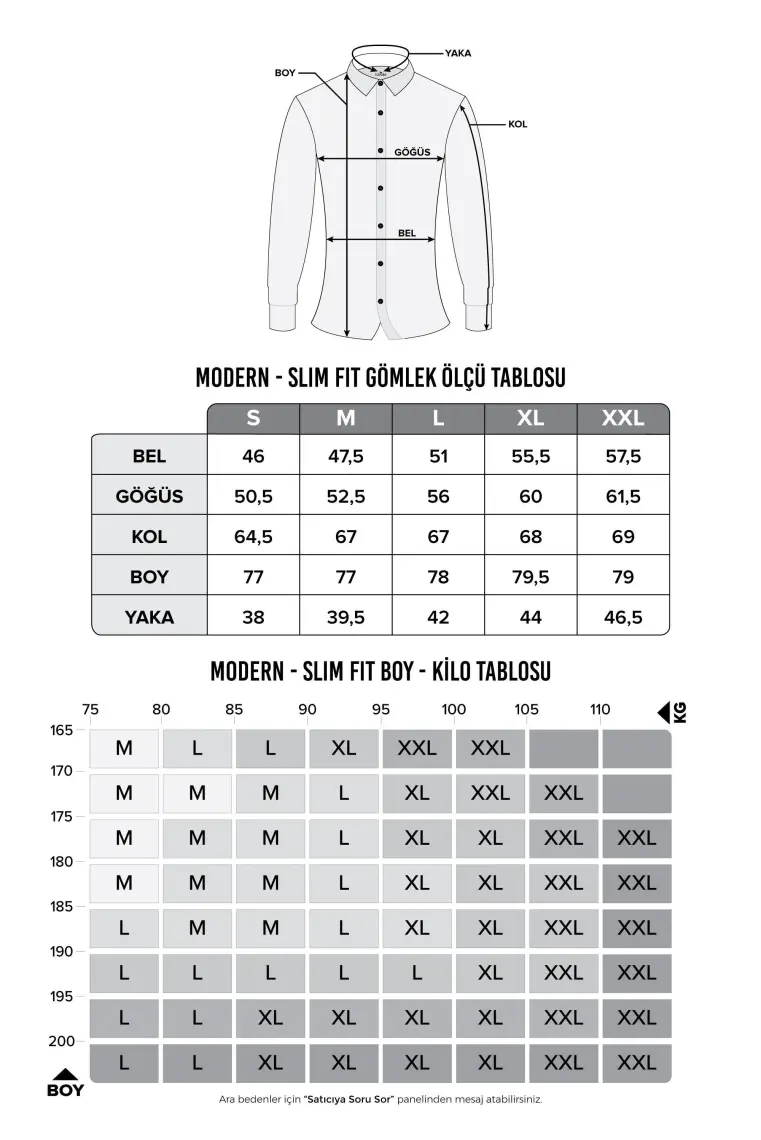 Tudors Modern Slim Fit Düz Saten Erkek Gömlek