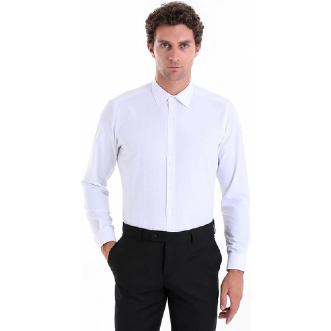 Hatemoğlu Erkek Beyaz Slim Fit Pamuklu Uzun Kollu Gömlek