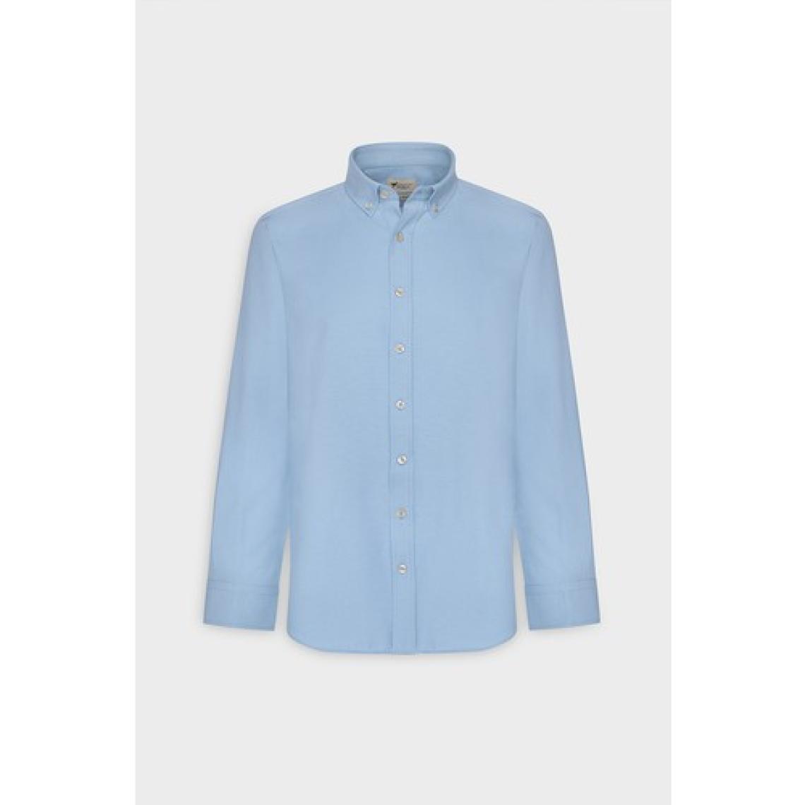 Altınyıldız Classics Erkek Mavi Düğmeli Yaka Kolay Ütülenebilir Pamuklu Slim Fit Dar Kesim Oxford Gömlek
