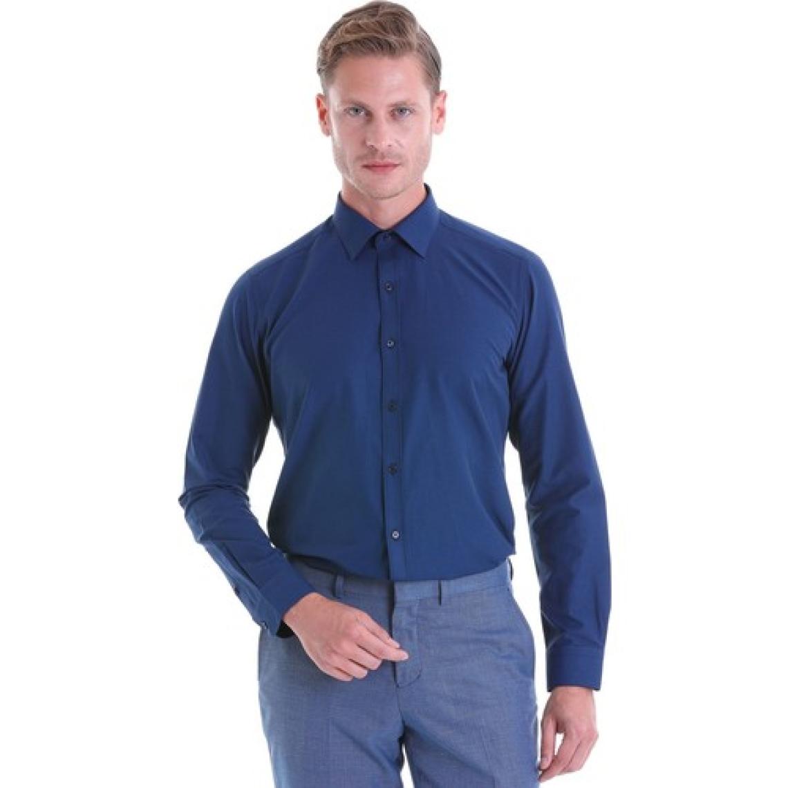 Hatemoğlu Lacivert Slim Fit Pamuklu Uzun Kollu Gömlek