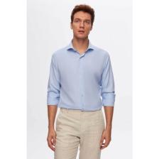 Slim Fit Mavi Italyan Yaka Armürlü Uzun Kollu Kolay Ütülenebilir Nefes Alan Dört Mevsim Göm 2HF02ORT3185