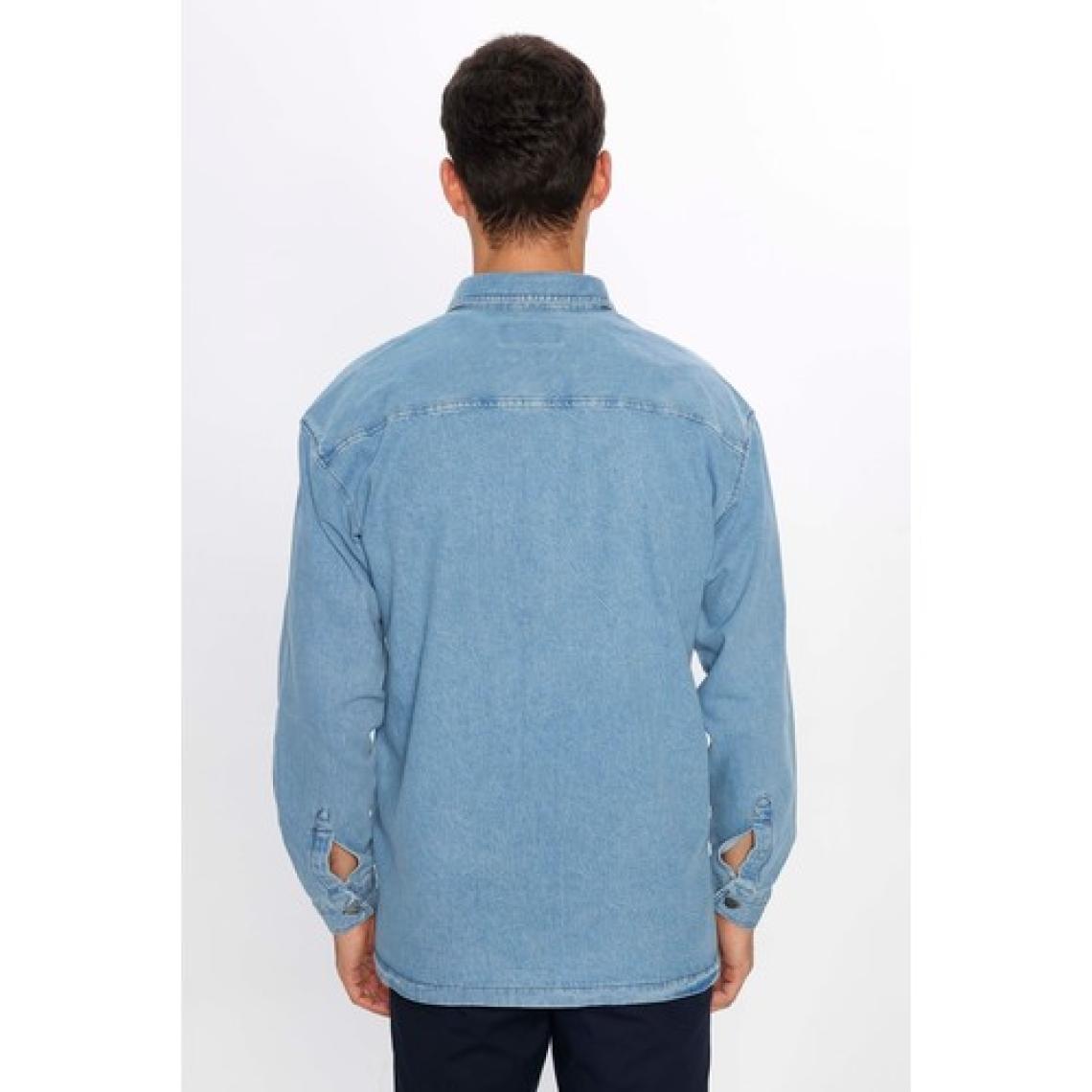 Tudors Oversıze Denim Çift Cep Kapaklı Çıtçıtlı Erkek Kot Gömlek