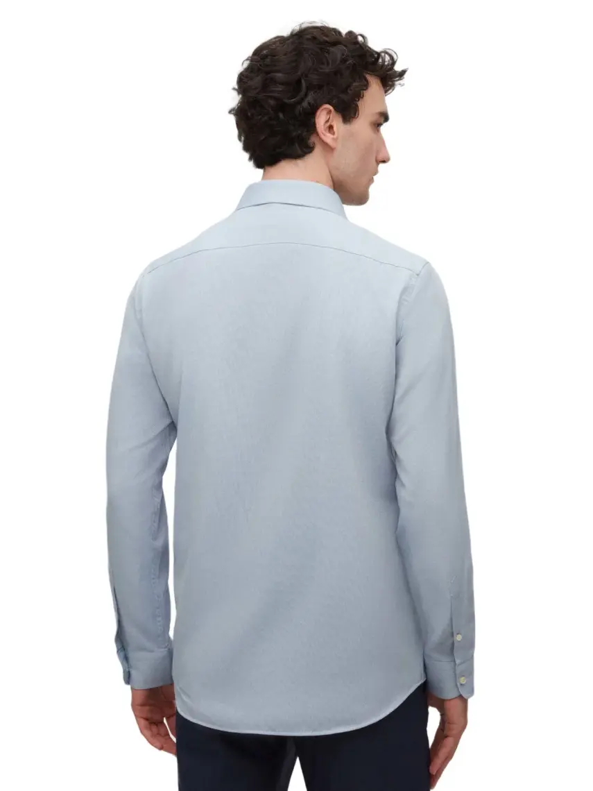 Slim Fit Açık Mavi Italyan Yaka Armürlü Uzun Kollu Kolay Ütülenebilir Nefes Alan Dört Mevsi 2HF02ORT3185