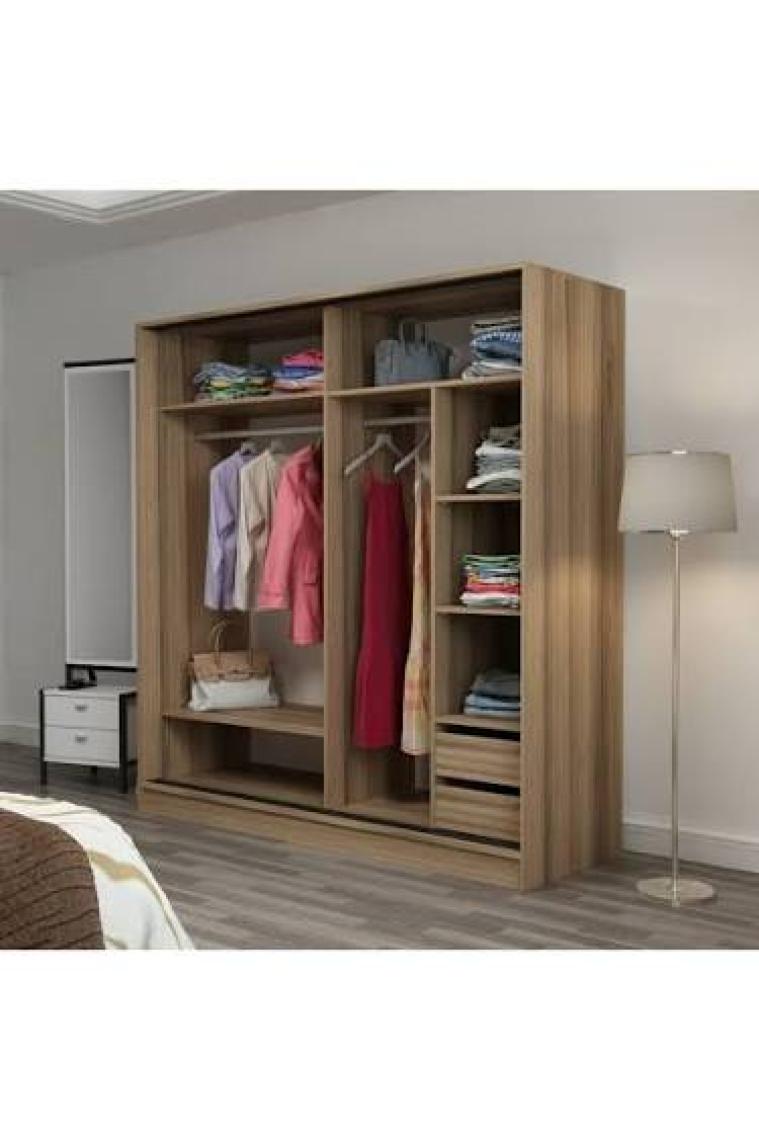 Minar Kale 2 Kapaklı Sürgülü Dolap 180 Cm - Dore/Antrasit