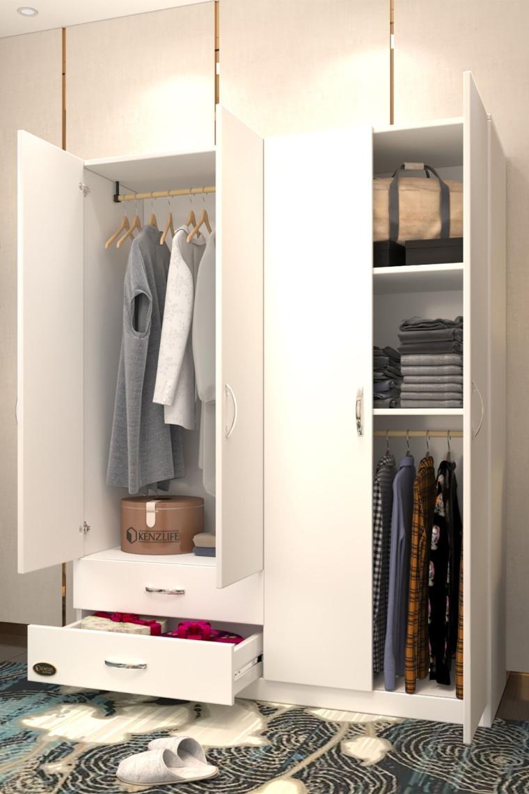 Kenzlife gardırop 4 kapaklı kapılı 2 çekmeceli orkide byz 180*120*42 gardolap dolap