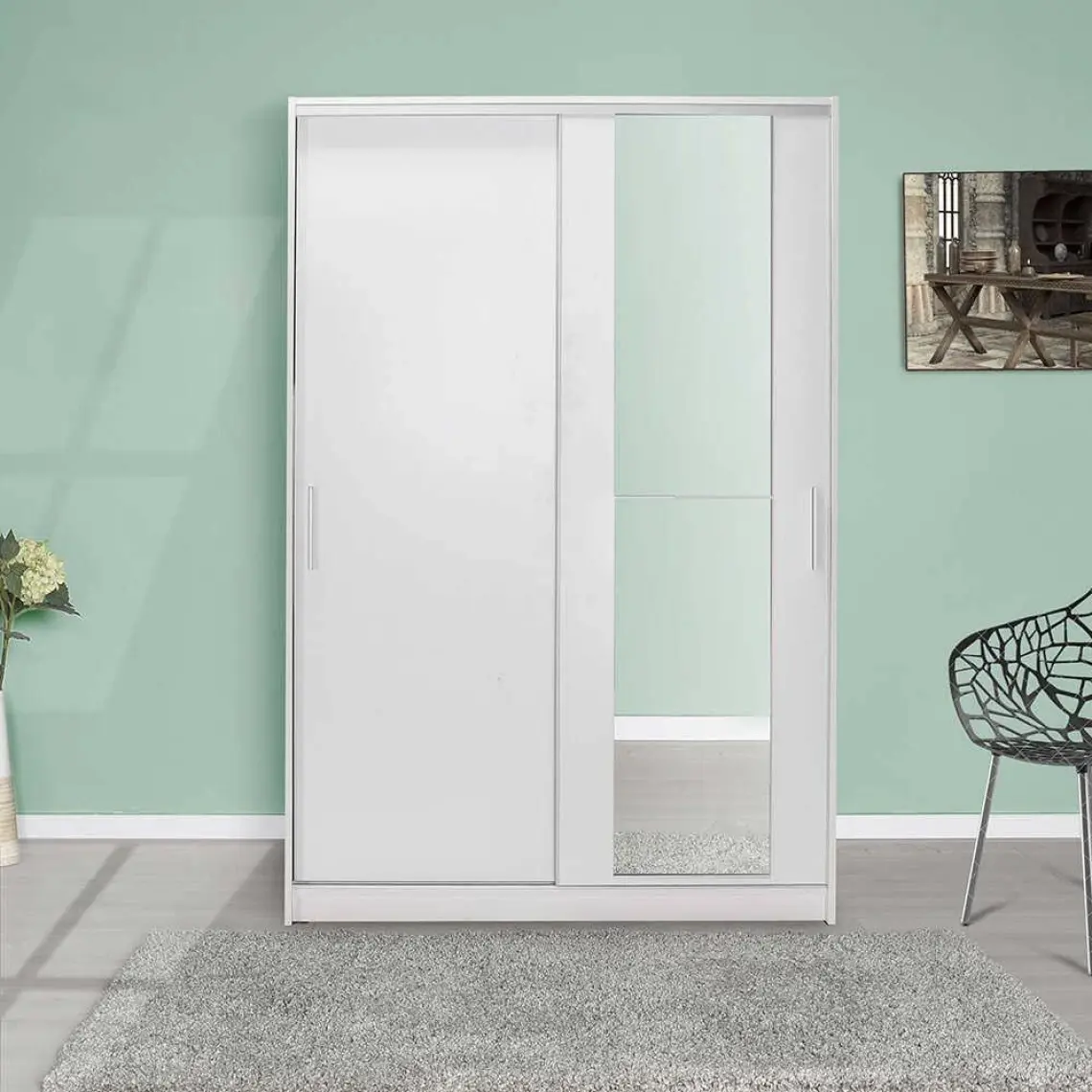 adore mobilya Sürgü Kapılı Aynalı Gardırop - Beyaz