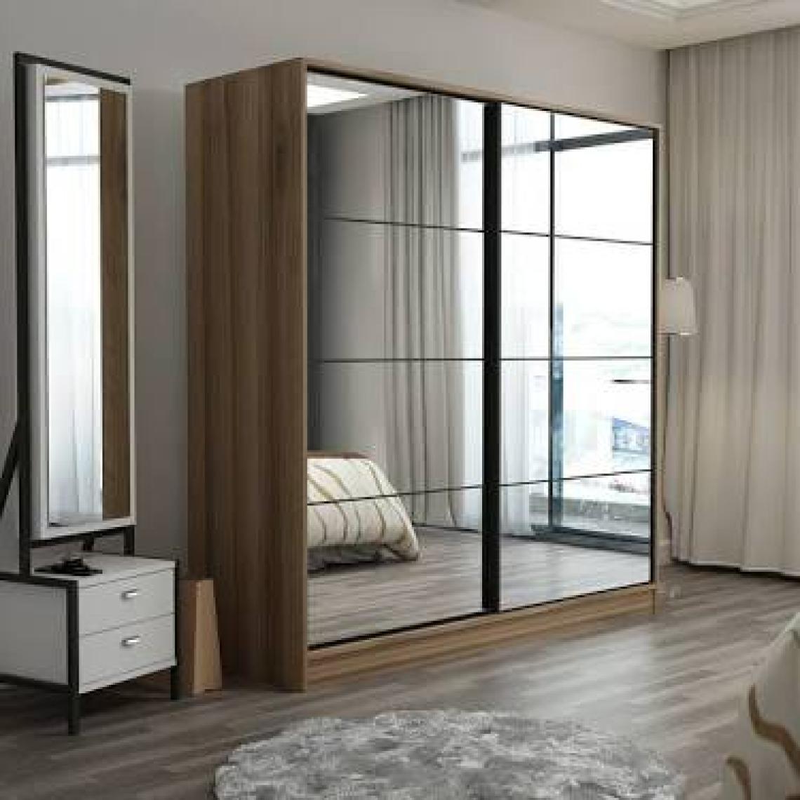Minar Kale 2 Kapaklı Aynalı Sürgülü Dolap 180 Cm - Dore