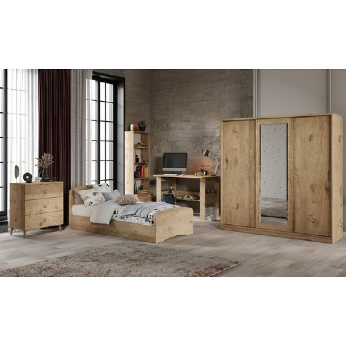 Kzn Home Samira Modern Genç Odası Takımı Meşe - 5 Parçalı ve Tamamı Mdf