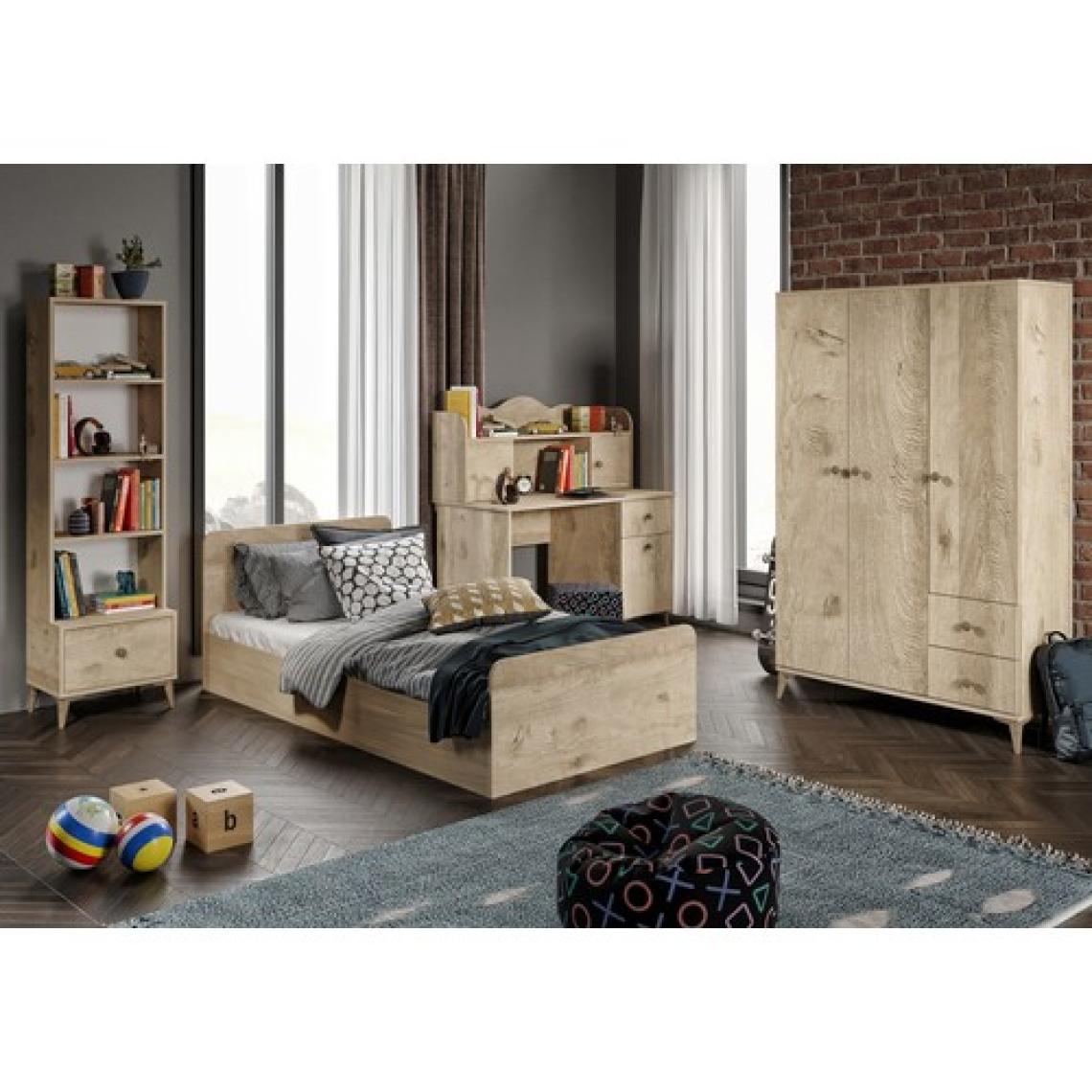 Kzn Home Akasya Modern Genç Odası Takımı Meşe - 4 Parçalı ve Tamamı 1. Kalite Mdf
