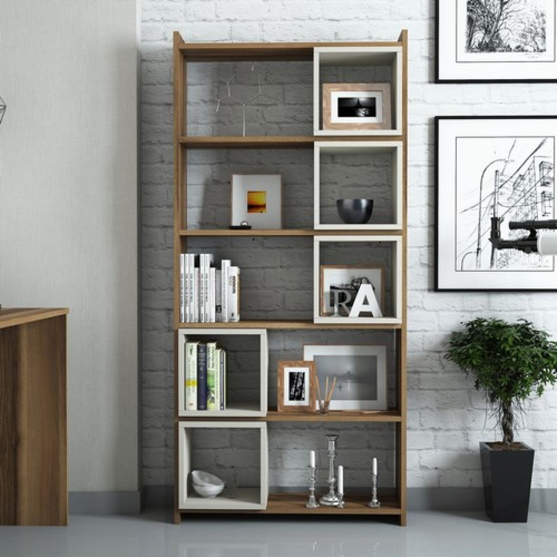 Variant Mobilya Box Çalışma Masası Ve Kitaplık Takımı - Ceviz / Krem