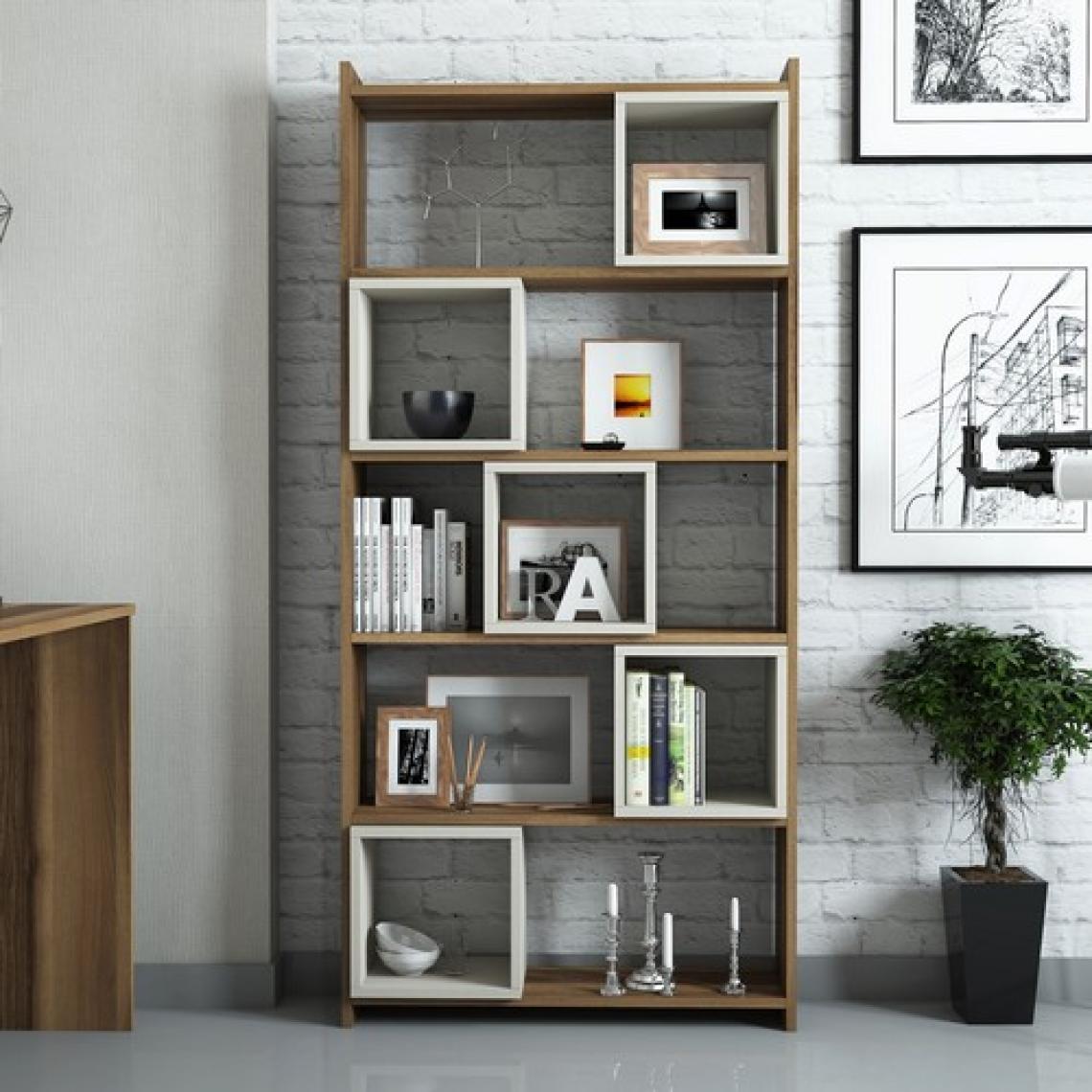 Variant Mobilya Box Çalışma Masası Ve Kitaplık Takımı - Ceviz / Krem