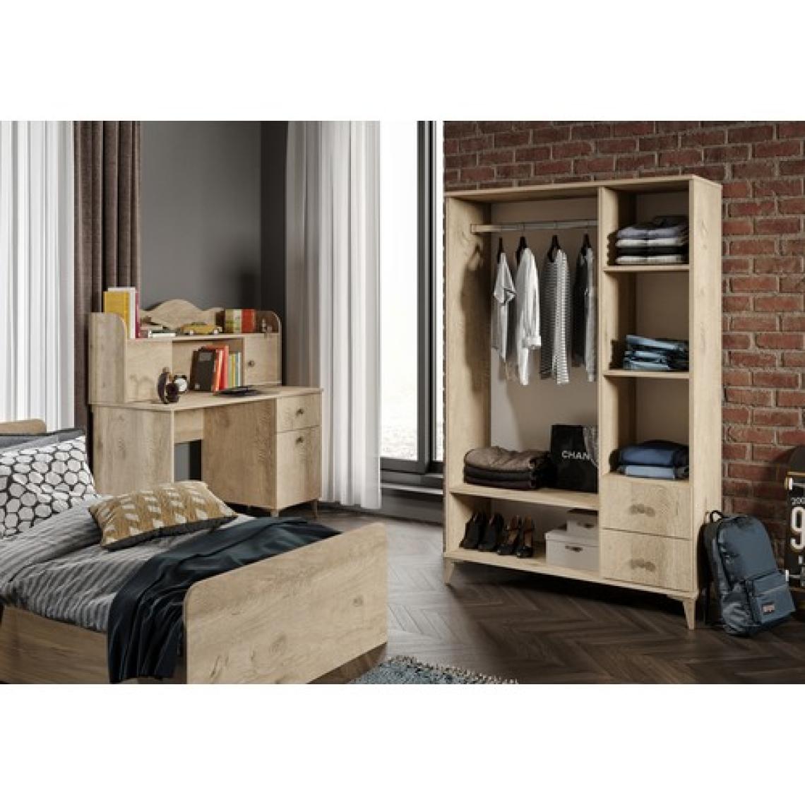 Kzn Home Akasya Modern Genç Odası Takımı Meşe - 4 Parçalı ve Tamamı 1. Kalite Mdf