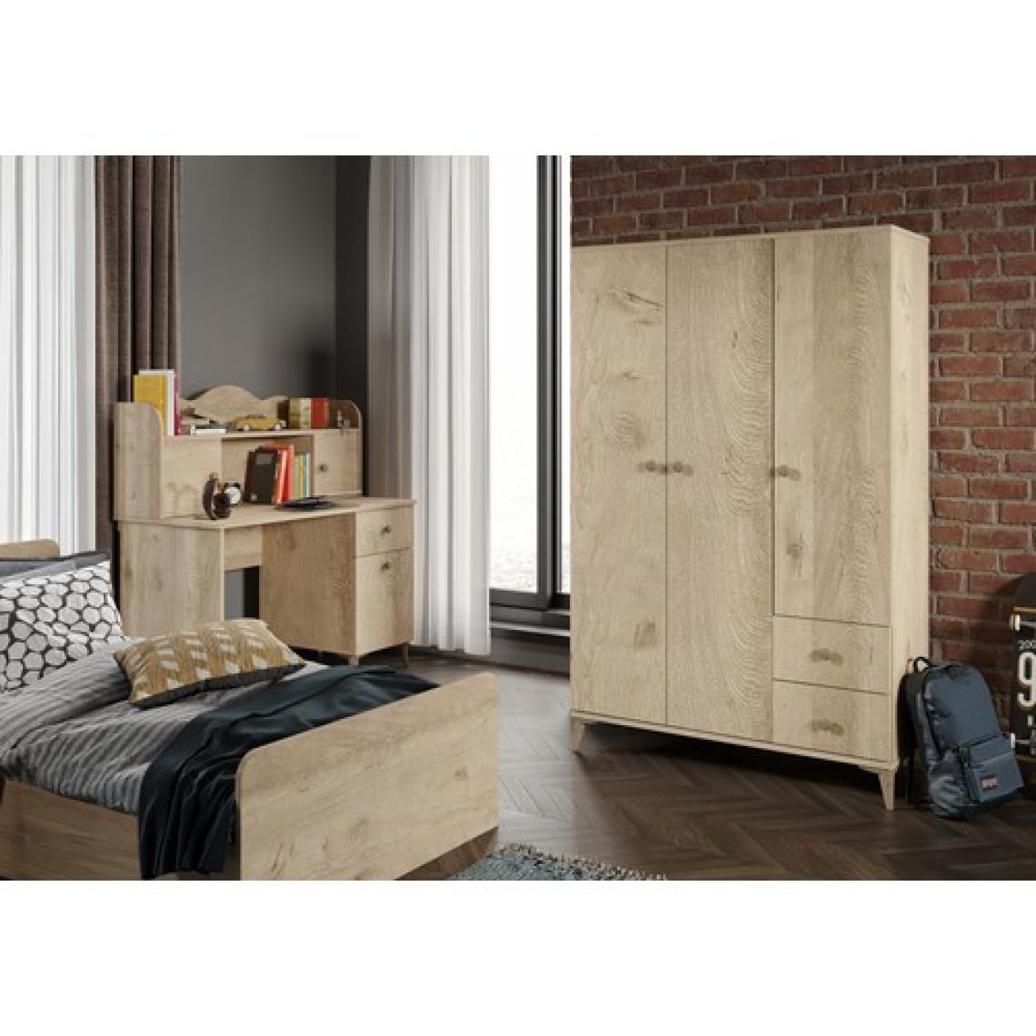 Kzn Home Akasya Modern Genç Odası Takımı Meşe - 4 Parçalı ve Tamamı 1. Kalite Mdf