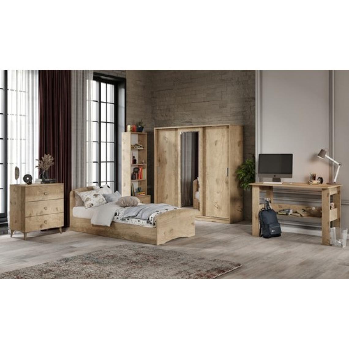 Kzn Home Samira Modern Genç Odası Takımı Meşe - 5 Parçalı ve Tamamı Mdf