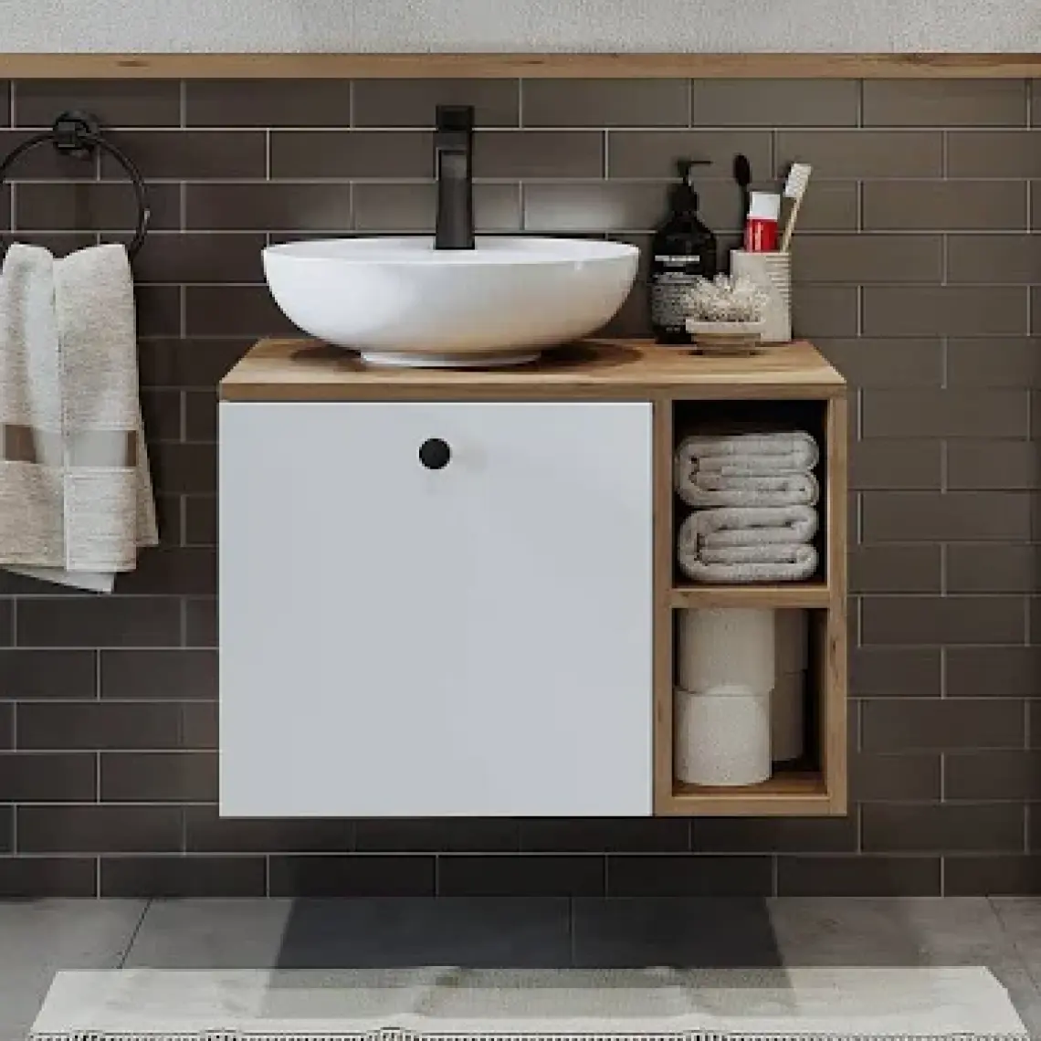 Banyo Dolabı Mat Mdf 110 x 35 cm Banyo Boy Dolabı