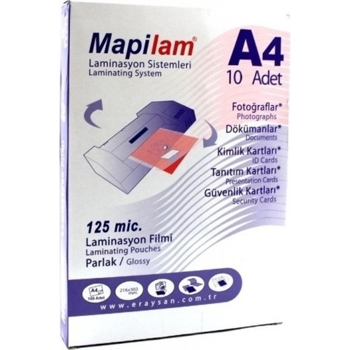 Mapi Laminasyon Filmi A4 125 Micron 10'lu