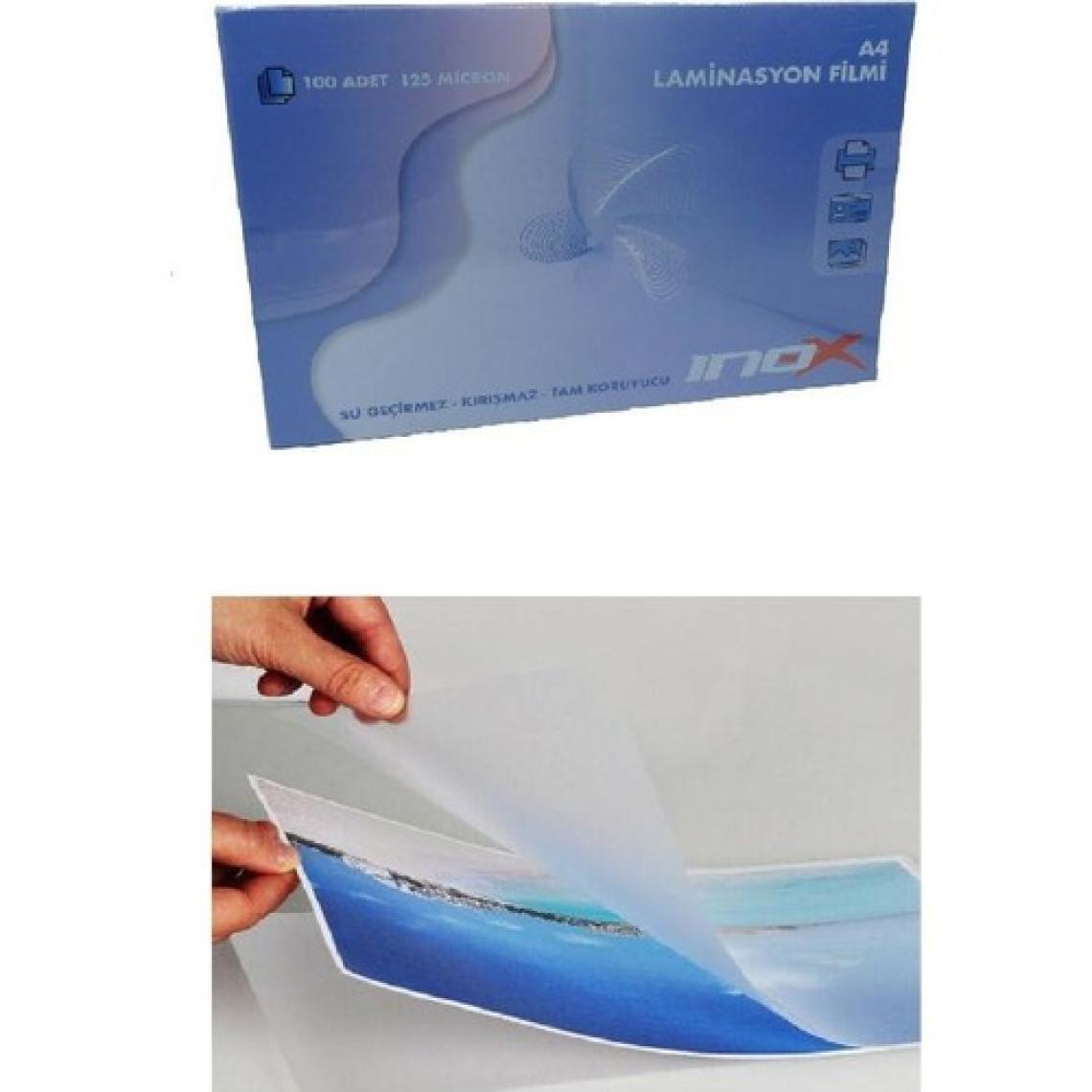İnox A3 Laminasyon 125 Mic. 10'lu 1 Paket Inox Laminasyon