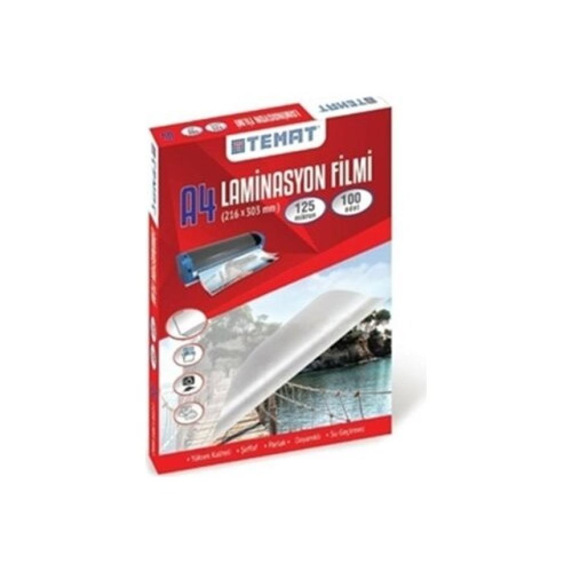 Temat A4 Laminasyon Filmi (216 x 303MM) 125 Mikron 100'LÜ Kutu
