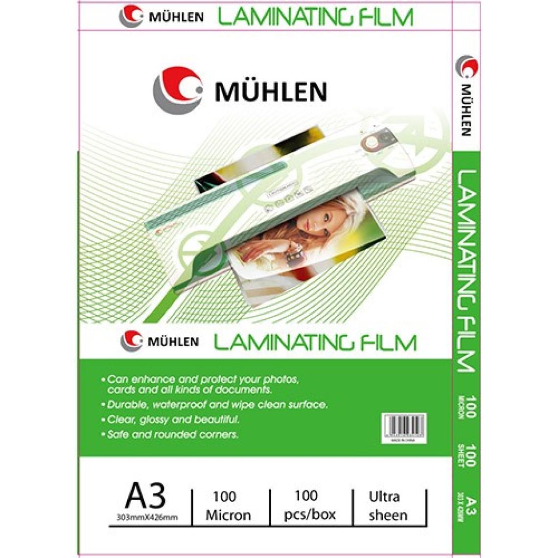 Mühlen A3 Laminasyon Filmi 100 Micron 1 Paket  100 Adet