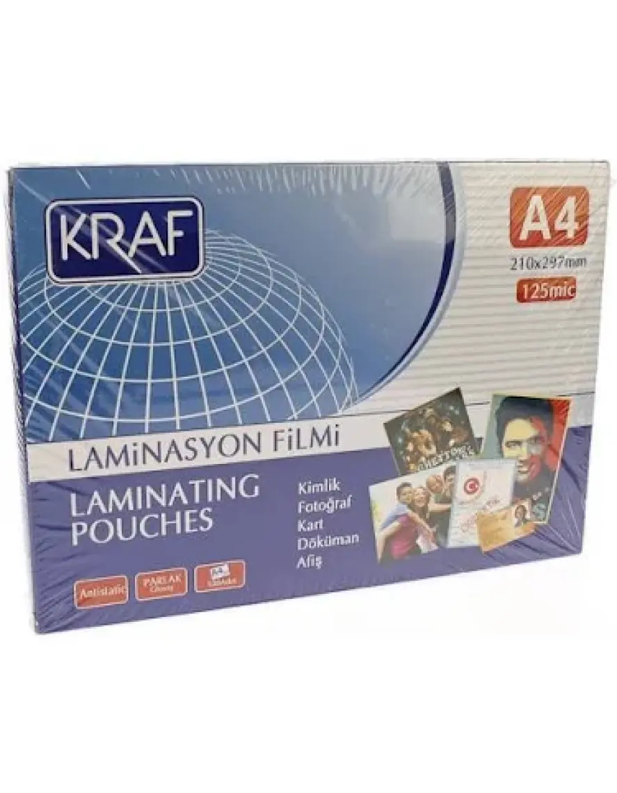 Kraf Laminasyon Filmi Parlak A4 125Mic 100'lü 2124