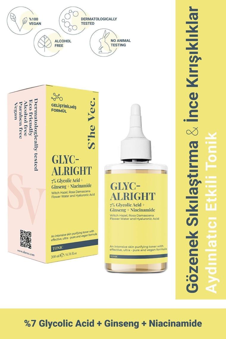 GLYC- ALRIGHT - Tüm Ciltler İçin Gözenek Sıkılaştırıcı Leke Karşıtı Tonik (200 ml)