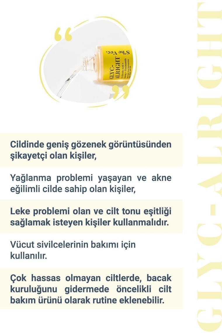GLYC- ALRIGHT - Tüm Ciltler İçin Gözenek Sıkılaştırıcı Leke Karşıtı Tonik (200 ml)