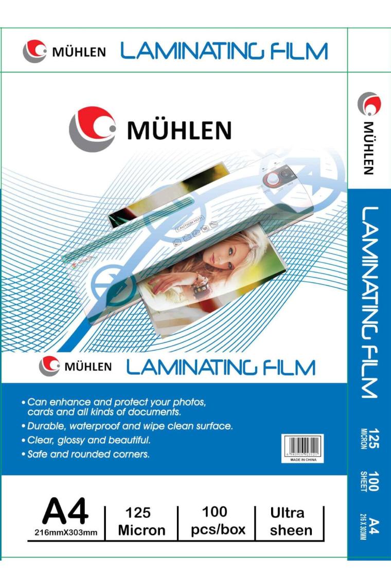 Mühlen A4 Laminasyon Filmi 125 Micron 1 Paket 100 Adet