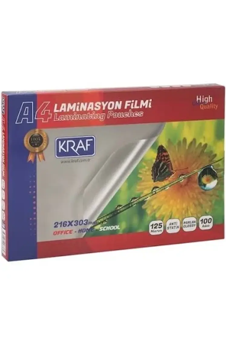 Kraf Laminasyon Filmi Parlak A4 125Mic 100'lü 2124