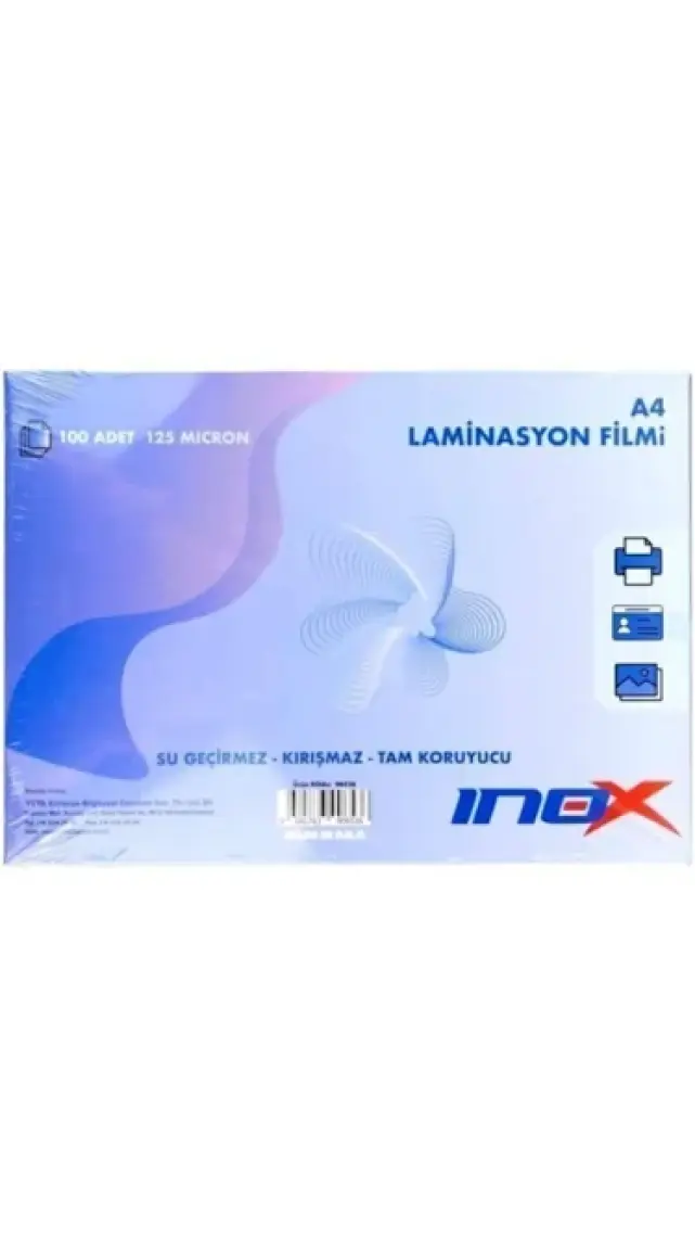 Inox A4 Laminasyon Filmi 100 Adet- 125 Micron