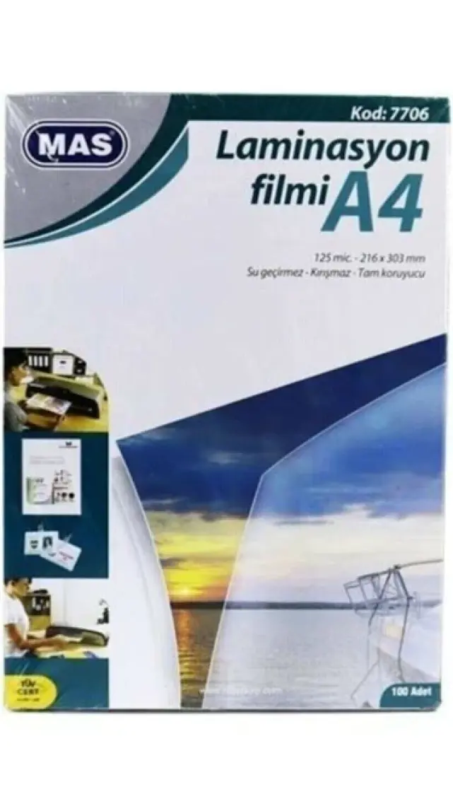 Laminasyon Filmi A4 125mic*303mm Kod 7706 100lü