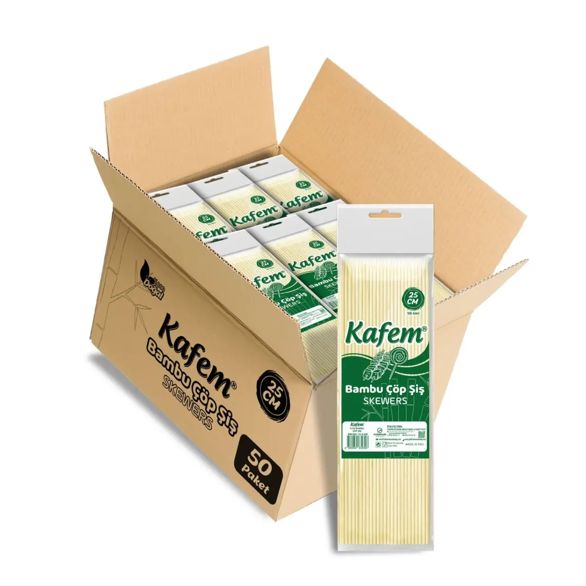 Kafem Çöp Şiş Bambu 25 cm 100'lü