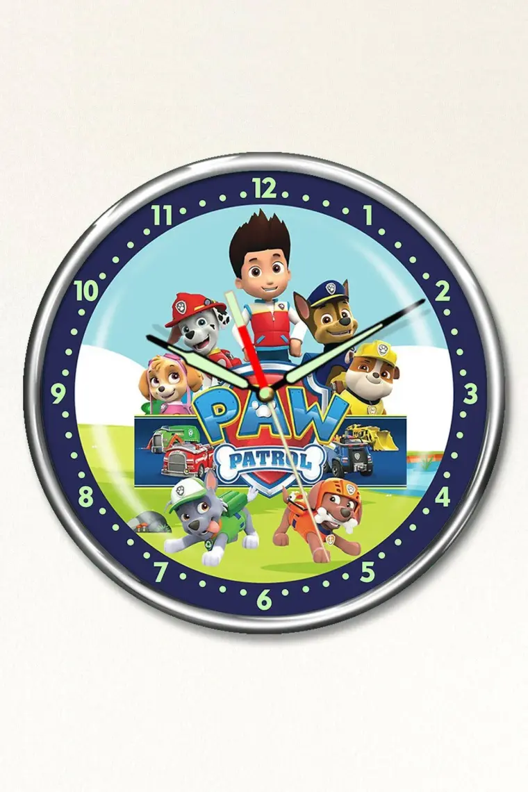 Dekor Loft Dekor Loft Premium Gece Parlayan Paw Patrol Çocuk Odası Duvar Saati