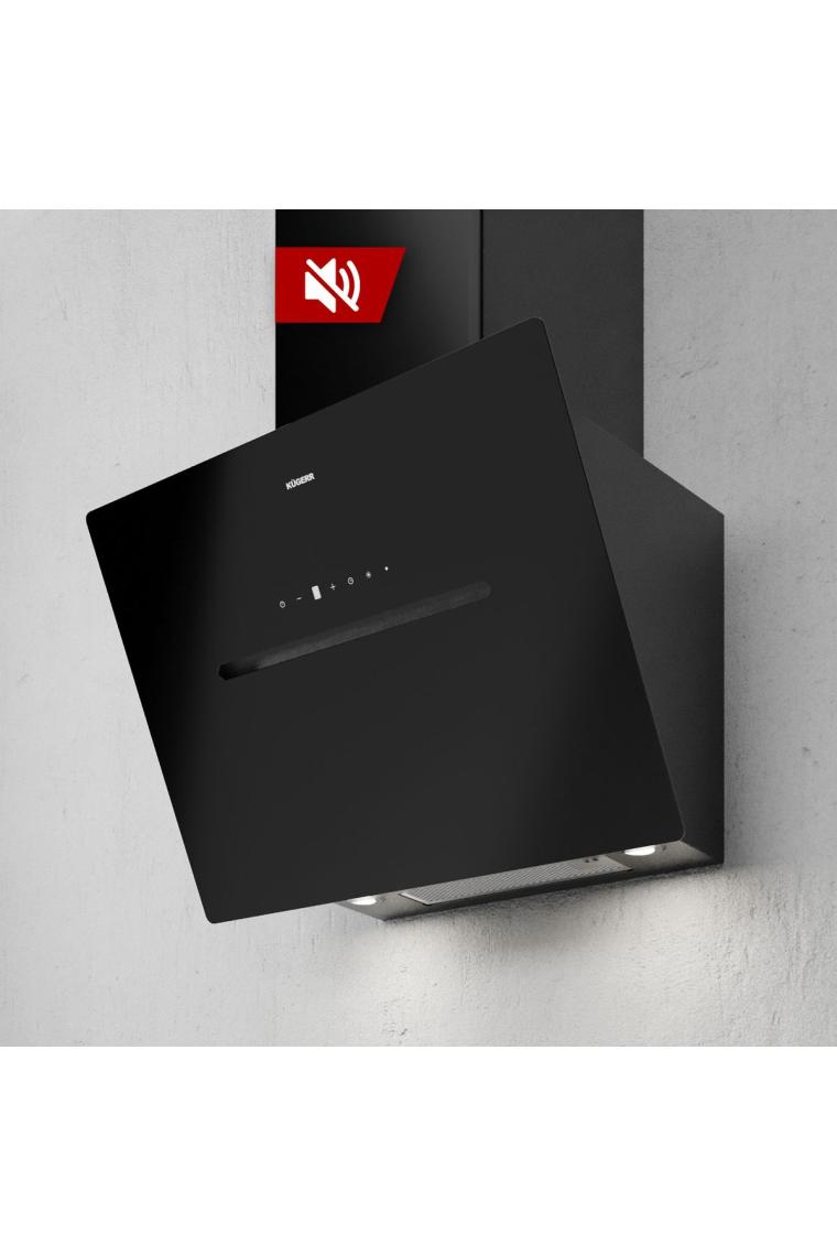 D8 90 Cm Siyah Cam Ankastre Sessiz Davlumbaz