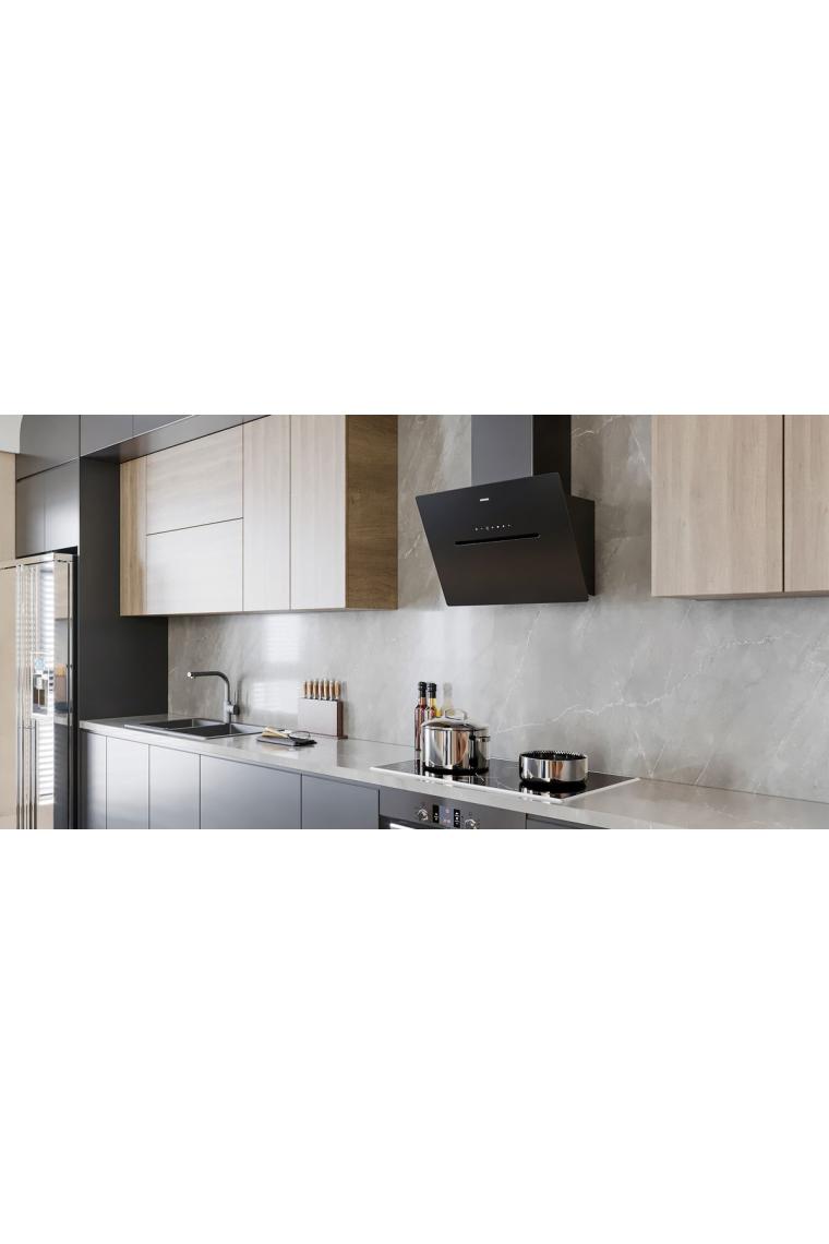 D8 90 Cm Siyah Cam Ankastre Sessiz Davlumbaz