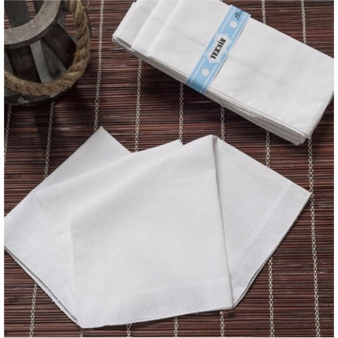 Hepsine Rakip Teksin El Yüz Cep Mendili Beyaz 12 Li Paket 36X36 cm Tm Beyaz