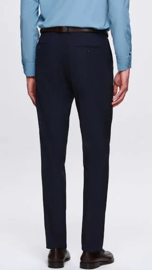 Slim Fit Lacivert Mono Yaka Tek Yırtmaçlı Astarlı Takim Elbise Yelekli 4HFY5ORT01599