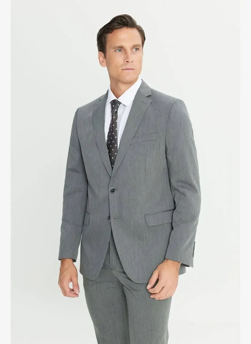 Slim Fit Dar Kesim Mono Yaka Takım Elbise