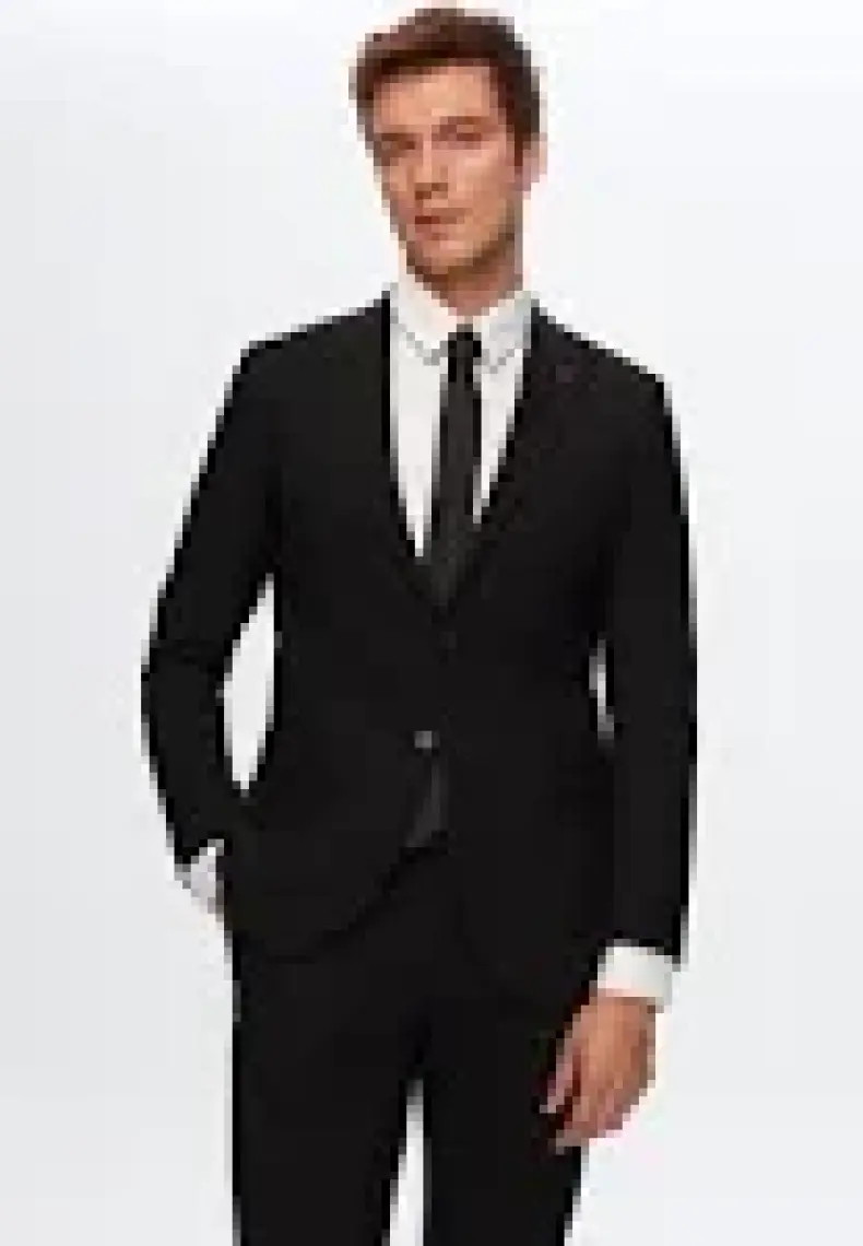 D'S Damat Slim Fit Siyah Düz Mono Yaka Çift Yırtmaçlı Astarlı Takim Elbise 4HF05ORT01577