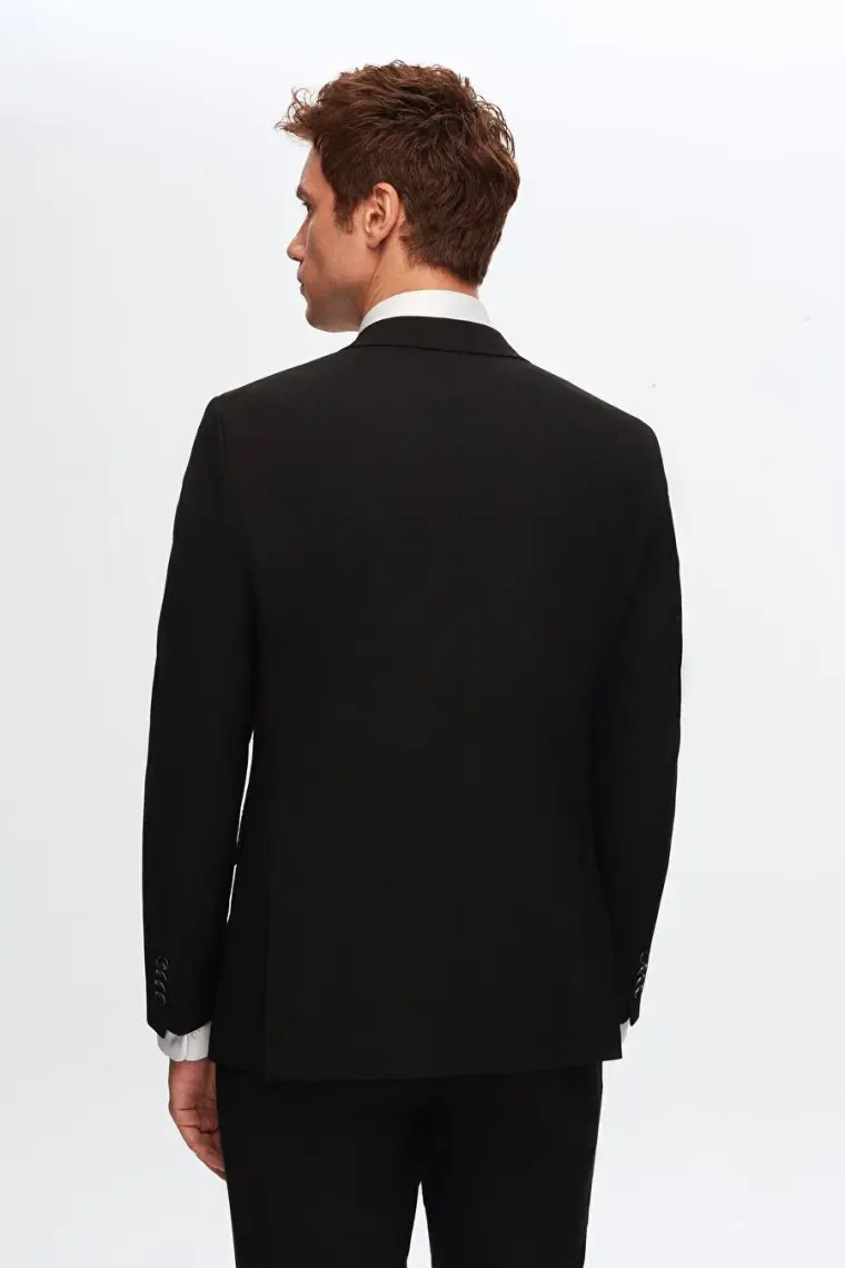 D'S Damat Slim Fit Siyah Düz Mono Yaka Çift Yırtmaçlı Astarlı Takim Elbise 4HF05ORT01577