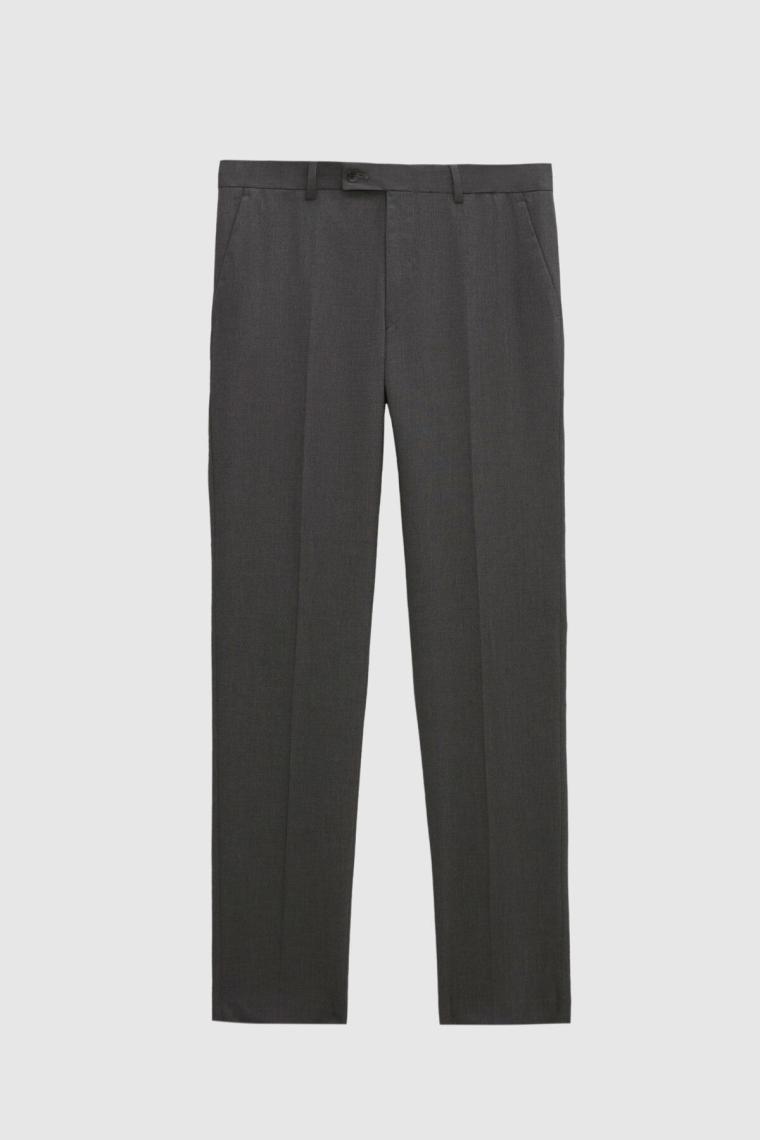 Slim Fit Gri Düz Mono Yaka Çift Yırtmaçlı Astarlı Takim Elbise 4HF05ORT01577